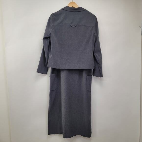 Vintage Jumper Dress with Blazer Jacket Size Medium Gray Minimalist Modest - Picture 2 of 11